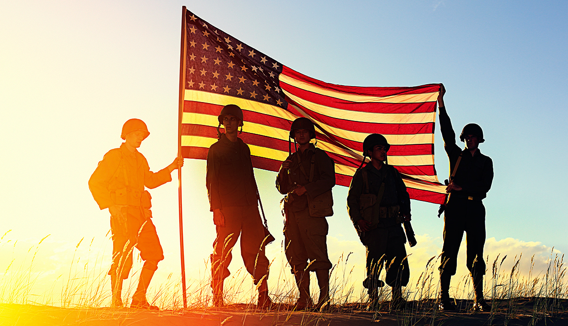 Veterans with American flag